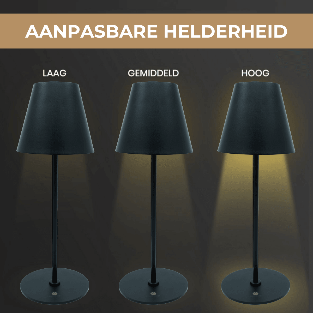 Fullambience Stable Oplaadbare Tafellamp met Oplaadvoet Zwart - Fullambience