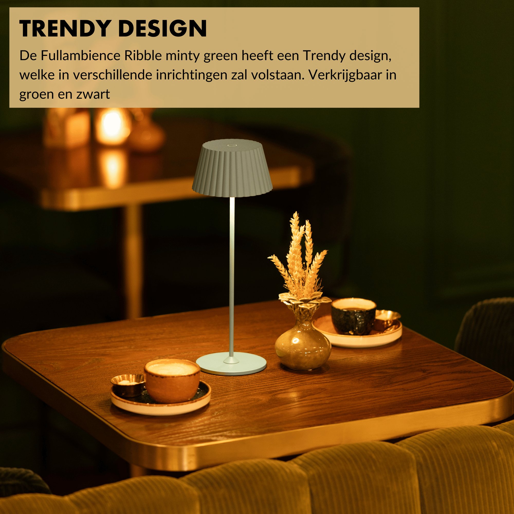 Fullambience Minty Ribble - Mintgroene Draadloze Tafellamp
