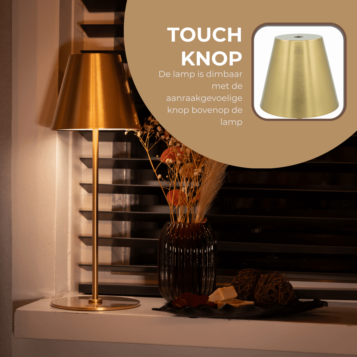 Fullambience Stable Oplaadbare Tafellamp met Oplaadvoet goud - Fullambience