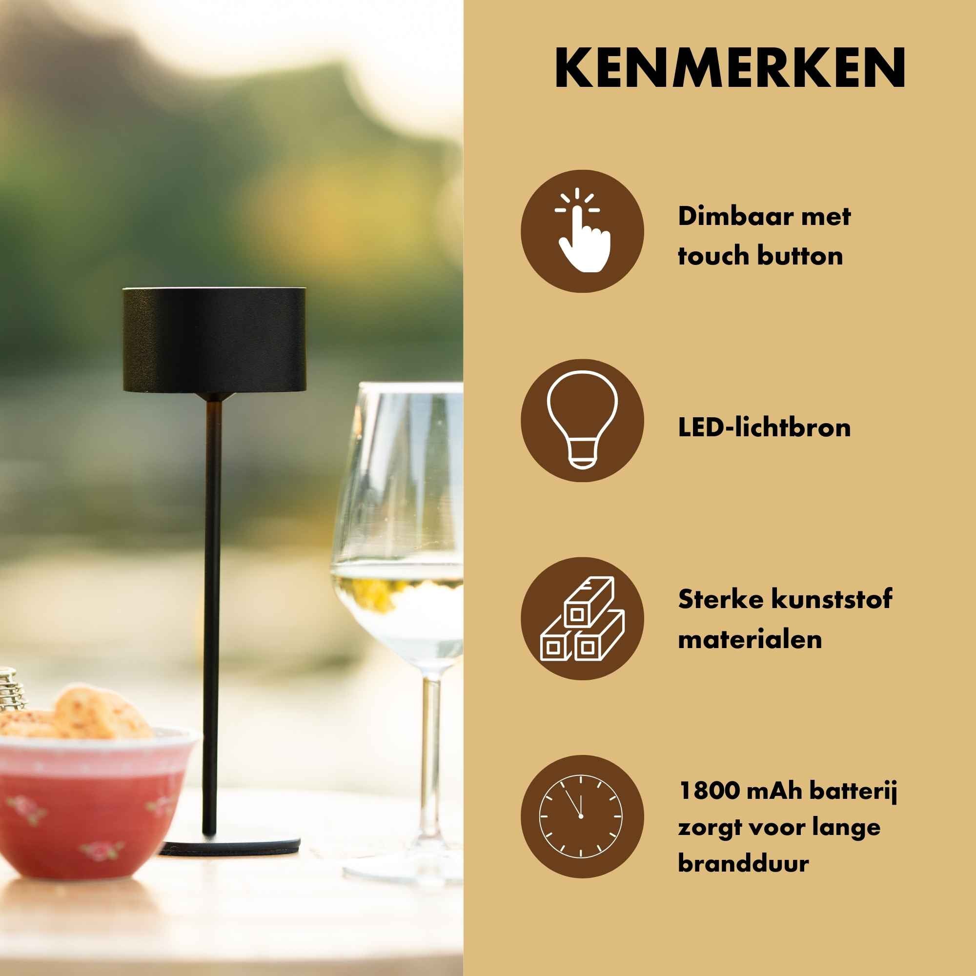 Fullambience Tafellamp Oplaadbaar Industrial Black