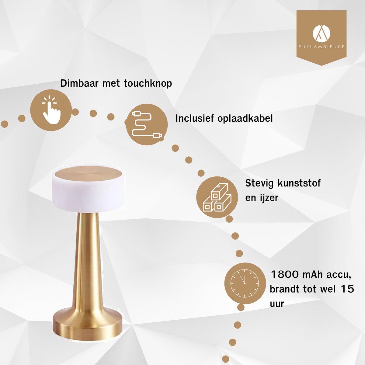 Fullambience invisible tafellamp vervaardigd uit kwaliteit materiaal.