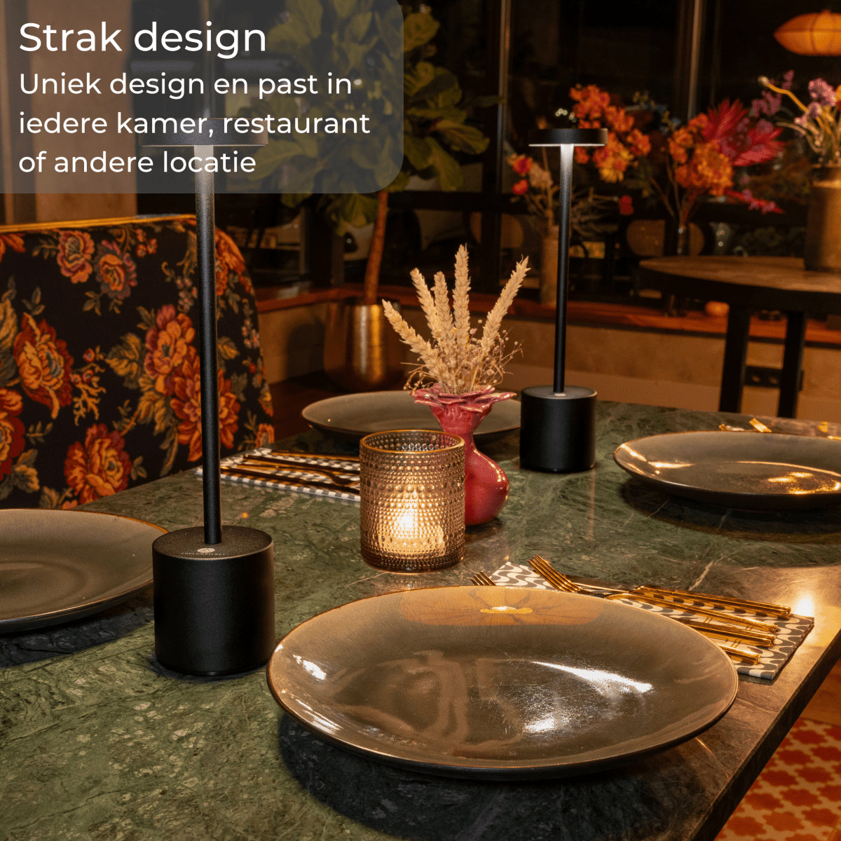 Fullambience Bright Oplaadbare Tafellamp 3 LED-kleuren Zwart - Fullambience