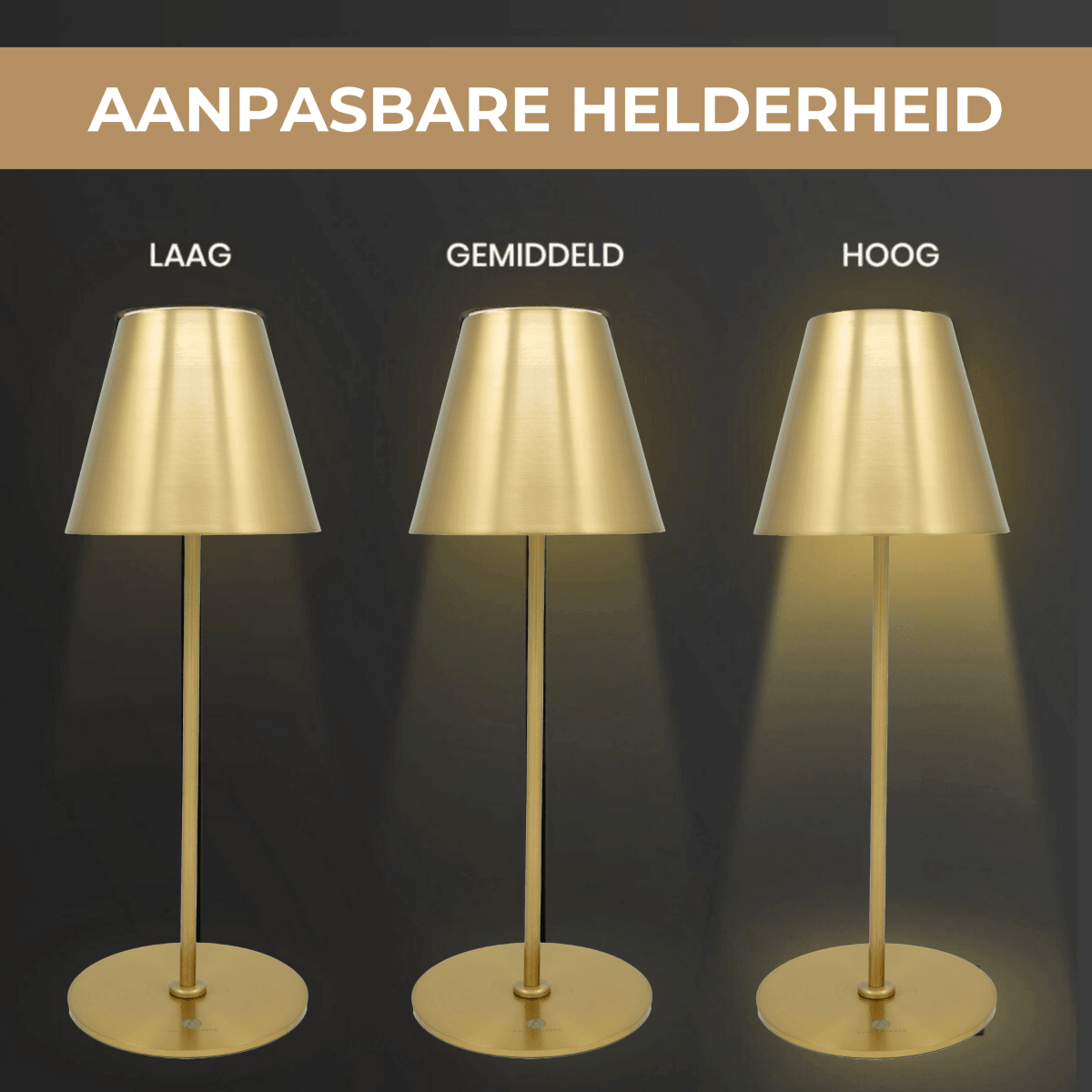 Fullambience Stable Oplaadbare Tafellamp met Oplaadvoet goud - Fullambience