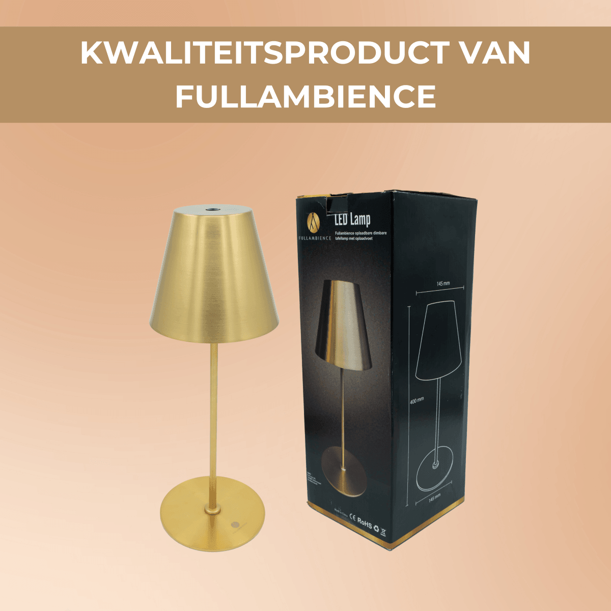 Fullambience Stable Oplaadbare Tafellamp met Oplaadvoet goud - Fullambience