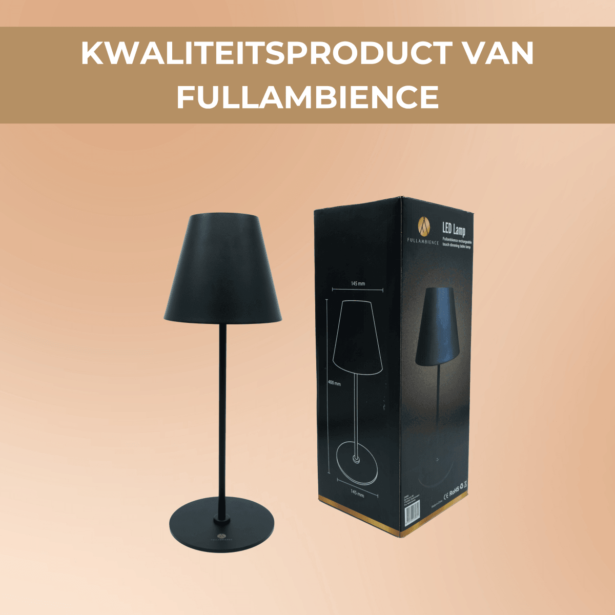 Fullambience Stable Oplaadbare Tafellamp met Oplaadvoet Zwart - Fullambience