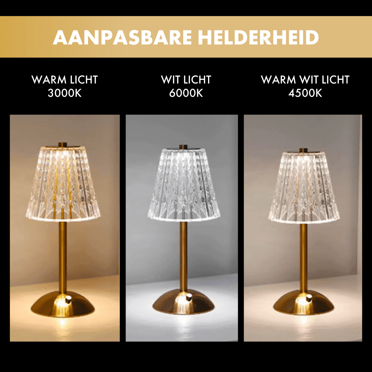 Fullambience Classic oplaadbare tafellamp goud - Fullambience